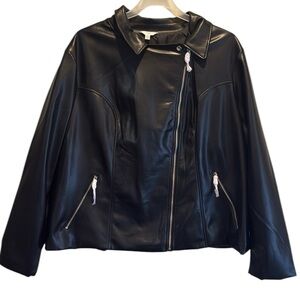 Plus size faux leather jacket